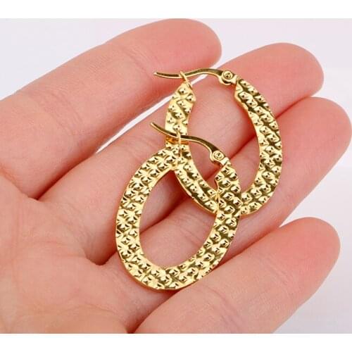 Stainless Steel Small Hoop Earring for Women Golden Oval Egg-Shaped Ladies Elegant Exquisite Gifts New Jewelry Hoops 2021 E0186