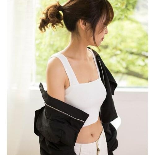 Women Seamless Cami Top Bra Tank Top Camisole Cropped Streetwear Tube Crop Lingerie Underwear Intimates Square Neck Sexy White