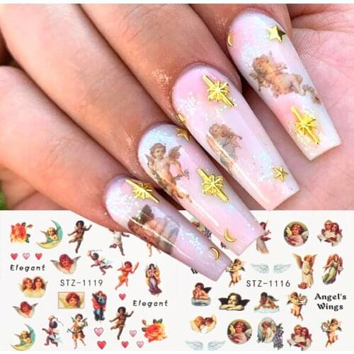 24pcs Jesus Angel Cupid Chinese Dragon 3D Back Glue Nail Art Stickers Decals Sliders Easter Day Rabbit Nail Ornament Decoration