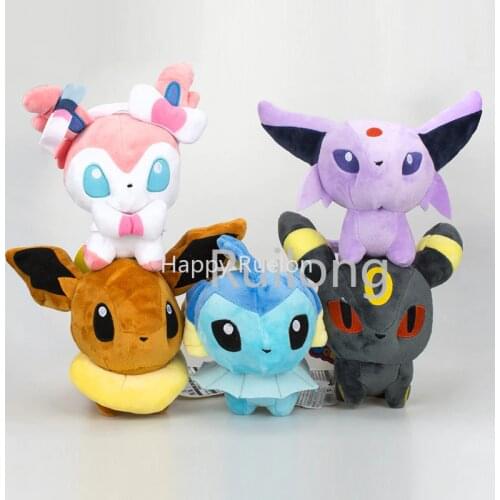 5 Style 20 cm Plush Toys Standing Sylveon Umbreon Eevee Espeon Vaporeon Flareon Stuffed Animal Soft Dolls Kids Gift