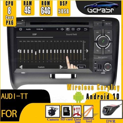 5USB DSP Android 10 2 DIN Car Multimedia Player For AUDI TT MK2 8J 2006 2007 2008 2009 2010 2011 2012 2015 GPS Navigation Radio
