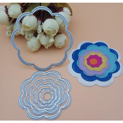 7PCS Circle Frame Flower Metal Cutting Dies Stencils Scrapbooking Die Cuts DIY Embossing Photo Album Cards Making Kit Craft Dies