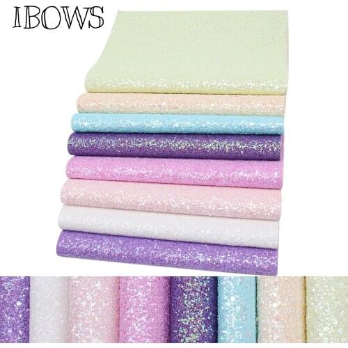 IBOWS 8pcs 22*30cm Chunky Glitter Sheets Candy Color Synthetic Leather DIY Hair Bow Bags Accessories Handmade Crafts Materials