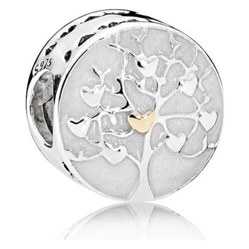 Authentic 925 Sterling Silver Bead Tree of Hearts Charm Fit Original Women Pan Bracelet Bangle Gift DIY Jewelry