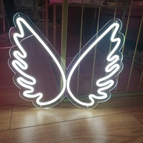 White Angel Wings Led Neon Sign, Angel Wings Neon Sign, White Neon Wall Light