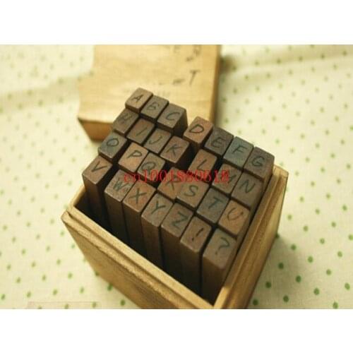 Free Shipping Hot sale 28pcs/set Wooden Stamps Set AlPhaBet and letters seal uppercase lowercase wooden stamp,50sets/lot