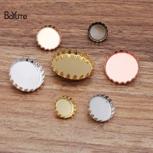 BoYuTe (40 Pieces/Lot) Fit 12MM 15MM 20MM 25MM Cabochon Stone Blank Button Tray Base Diy Handmade Jewerly Accessories