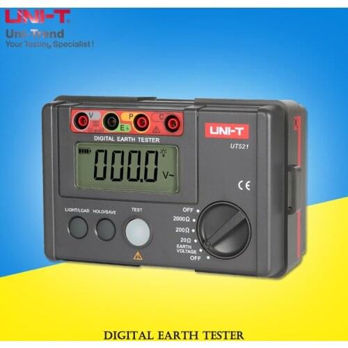 UNI-T UT521 Digital Earth Tester; Ground Resistance Tester / Data Storage / Full Symbol Display / Insulation Protection