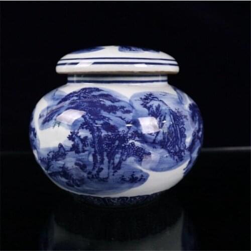 Jingdezhen porcelain blue and white landscape pattern cover porcelain collection