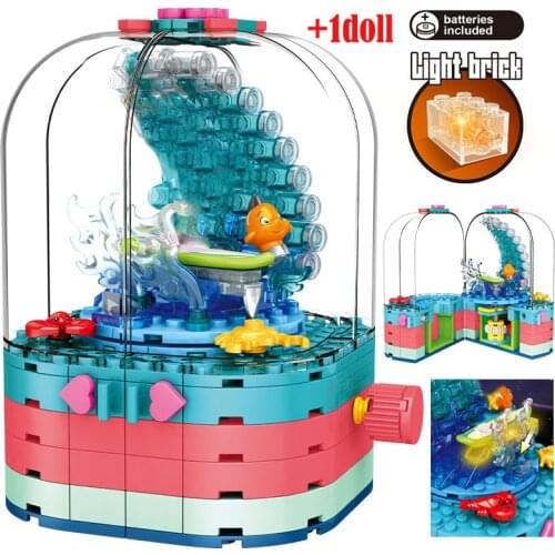 City Girl Beach Hut Friends Water Park Rotate Box Building Blocks Water Beach Slide Figures Bricks Toys For Children Girls