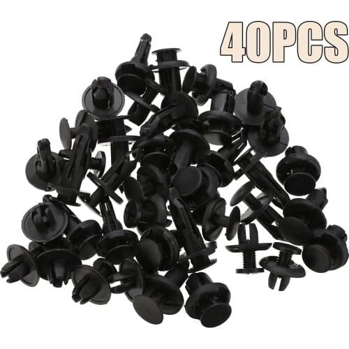 40pcs Car Push Pin Rivet Bumper Fender Retainer Fastener Mud Flaps Clip Kit Fit 8mm-10mm Hole Car Clip Accessories