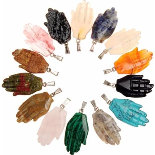 Druzy 4pcs/lot Natural Stone hasma Hand Pendants Assorted Stone Mixed Color New Fashion Jewelry Necklaces Making Free Shipping