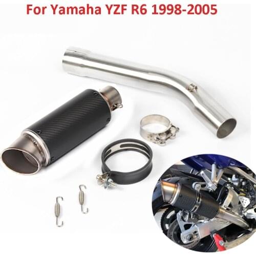 Motorcycle Exhaust R6 Muffler Tip Silencer Escape 51mm Middle Mid Link Pipe Connector Section Tube for Yamaha YZF R6 1998-2005