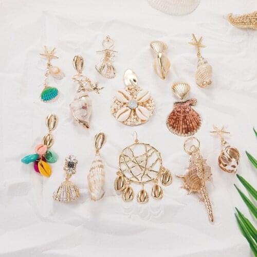 JOUVAL Summer Vacation Big Shell Earrings For Women Girl Pearl Drop Earring Hanging Female 2019 Beach Behemian Brincos Jewelry