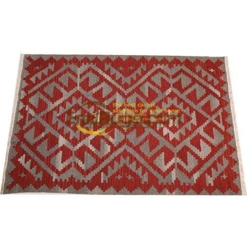 Kelim rug Fabric Handwoven Wool Home Decoration Square Turkish Natural