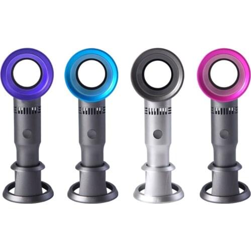 Mini Portable Handheld Bladeless Fan USB Rechargeable Leafless Cooling Fan Cooler with 3 Speed Level