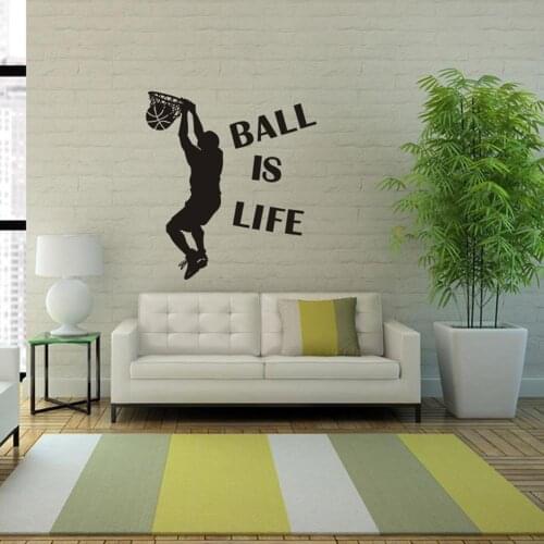 Wall Sticker Ball is Life Sport Playing Basketball Mural Decor Waterproof Decal