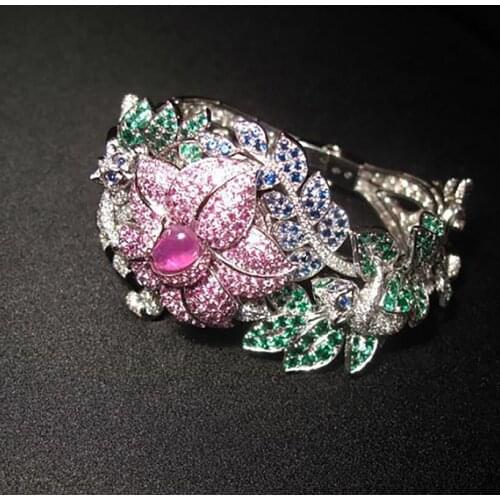 New Flower Colorful Zircon Fox Ring Personality Creative Banquet Ring Trend Party Ring Holiday Gift Ring