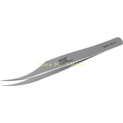 2pcs/lot VETUS MJP-16-11 Eyelashes Extension Tweezers Switzerland Standard Ultra Rigidity Curved Tweezers Of Dolphin Design