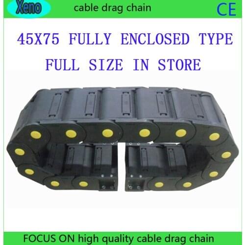 Free Shipping 45x75 1 Meters Fully Enclosed Type Plastic Cable Drag Chain Wire Carrier