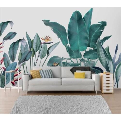 Custom wallpaper 3d mural Nordic hand painted small fresh medieval tropical plants flowers and birds background murals wallpaper