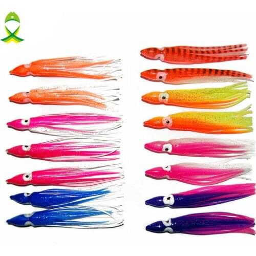 JSM 50pcs 7.5cm Soft Plastic Octopus Fishing Lures For Jigs Mixed Color Luminous Silicone Octopus Skirt Artificial Jigging Bait