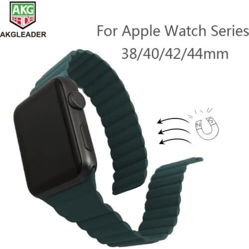 For Apple Watch 6 Newest Watch Strap 40/44mm Leather Double Magnetic Clasp Wrist Bands For Apple Series 5 4 3 2 1Watchband 42mm
