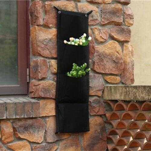 RETAIL 4 pockets Decorative Hanging Vase flower pot Wall-mounted fabric Polyester grow Bag Holder Planter vertical garden