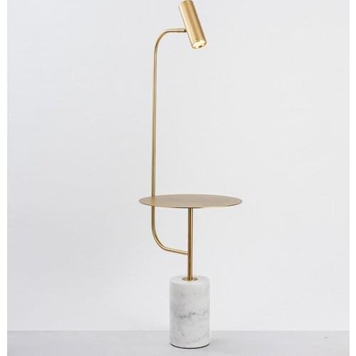 Post-modern simple creative marble base metal body floor lamp Nordic designer LED bedside table black gold color standing lamp