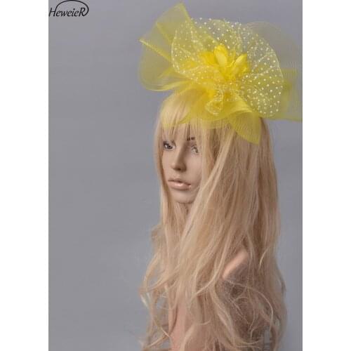 Women Fascinator Hat Netting Flowear Hair Clip Bridal Wedding Cocktail Party Headwear