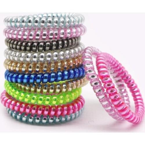 5PCS Candy Color Telephone Wire Line Elasticity Rubber Band Elastic Hairbands Hair Rope For Gils Scrunchy Headbands Gum Spring