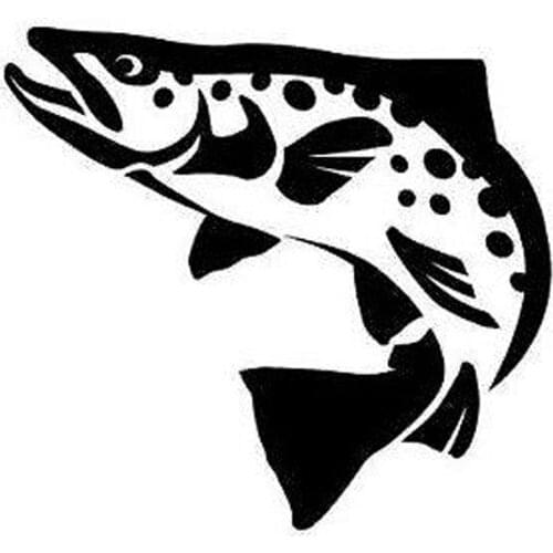 15.2*13.9CM Trout Fish Animal Car Boby Decoration Accessories Creative Car Sticker Black/Silver C4-0836
