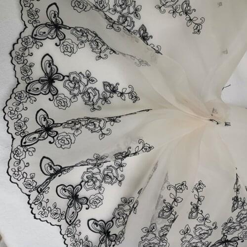 2Meters Rose Flower Butterfly Embroidered Mesh Lace Trim Ribbon Dolls Dress Accessories Sewing Crafts Fabric