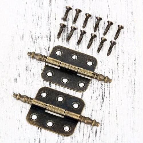 2pcs 70*35mm Door Cabinet Hinges Jewelry Gift Box Drawer Cupboard Decorative Hinge for Furniture Hardware 6 Holes