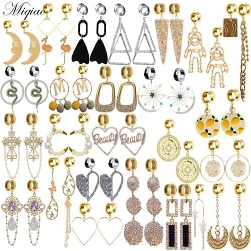 Miqiao 2pcs Fashion Personality Asymmetrical Bamboo Tassel Chain Ear Amplifying Body Piercing Jewelry