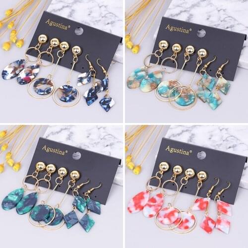 2021 Acrylic Set Earring For Women Long Earrings Set Fashion Jewelry Drop Earrings Boho Minimalist Girls Dangle Earring blue