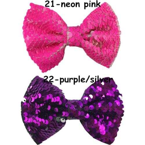 30pcs/lot 4*3 inch Bow Knot Luxury Reversible Sequin Bow with Hair Clip Children Headdress HDJ134