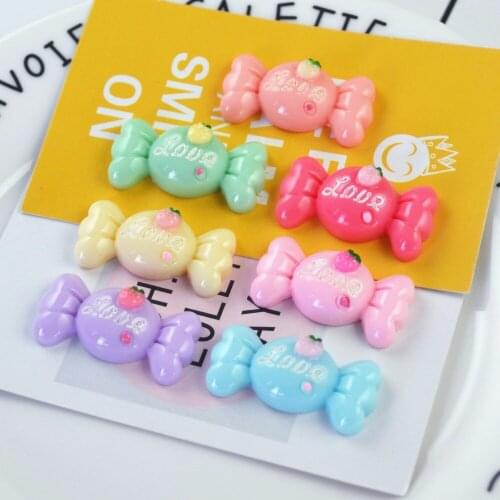 50pcs/lot 30mm Kawaii Resin Love Candy Flatback Cabochon For Art Supply Headclip DIY Accessary Scrapbooking Craft Favor