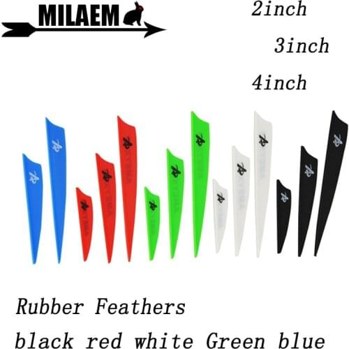 50pcs 2/3/4inch Archery Rubber Feather Fletching Shield Feather Fiberglass/ Carbon Arrow Compound Recurve Shooting Accessories