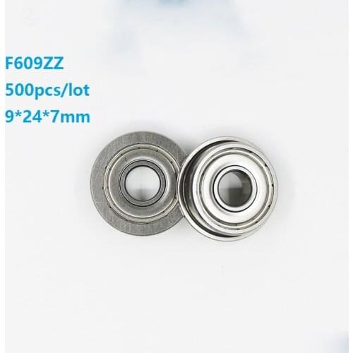 500pcs/lot 9x24x7mm F609ZZ F609Z F609 Z ZZ F609-ZZ Flange Deep Groove Ball Bearing Mini 9*24*7mm