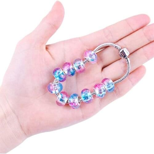 10Pcs Round Core Hole European Beads Charms Spacer Bead fit Pandora Bracelet Bangle DIY Snake Chain Bead for Jewelry Making