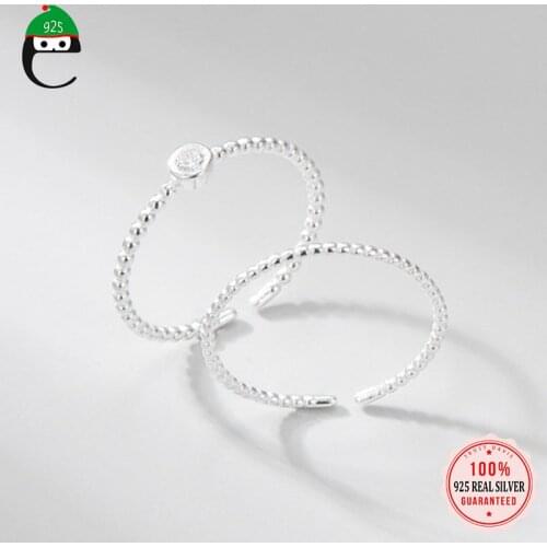ElfoPlataSi Genuine 925 Sterling Silver Fashion Sweet Twist CZ Opening Finger Ring For Women Wedding Party Fine Jewelry DD806