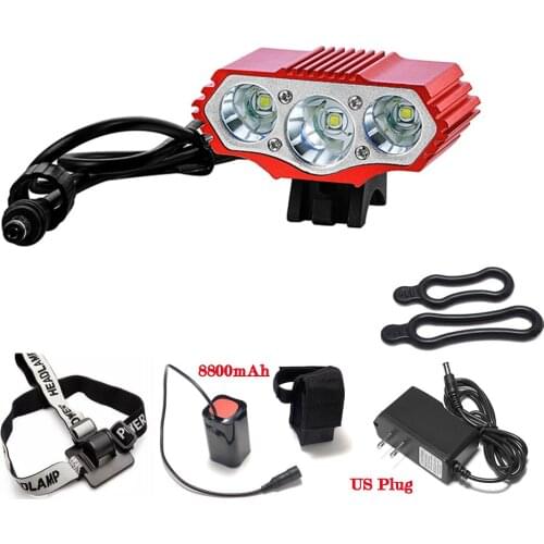 8.4V DC Charging Led Bicycle Light 3T6 Bike Headlamp Rechargeable Cycling Headlight Lamp Switch Power Indicator Riding Lighting