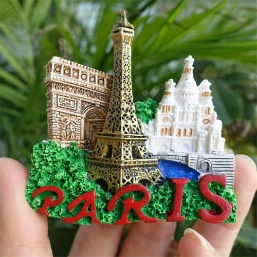 France Paris Eiffel Tower Arc de Triomphe Handmade 3D Resin Fridge Magnets Home Decor Souvenirs