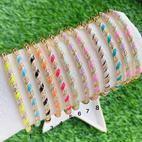 3PCS, Bohemia Twisted Geometric Enamel Bangles For Women Girls Punk Colorful Metal Copper Bracelets Girl Party Gift