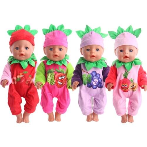 Colorful Fruit Pattern Pajama Set + Hat with Leaves shape Fit 18 Inch Doll& 43 Cm - Doll Clothes