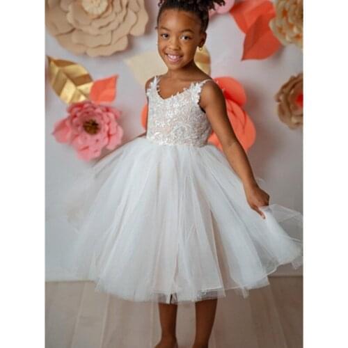 Lace Bodice A-Line Flower Girl Dress Birthday Party Dress Girls Formal Dress Communion Dress Junior Bridesmaid Dress