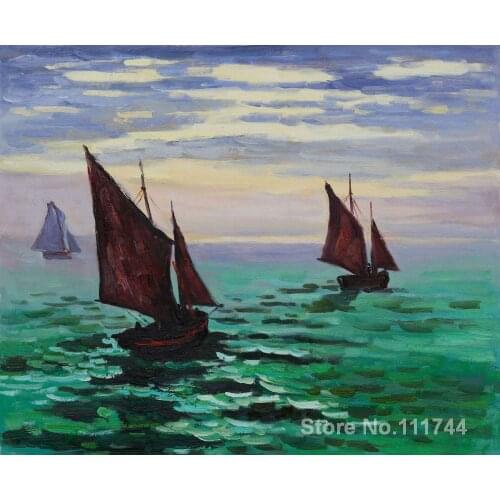 Boats Leaving the Harbormm Claude Monet painting Decorative art Handmade High quality