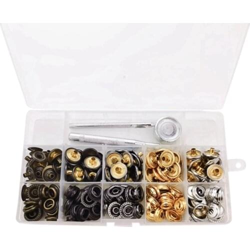 LUDA 50 Sets 15Mm Metal Snap Fastener Button Press Popper With Tool Leather Bag Clothes Jacket Repair Assortment Kit