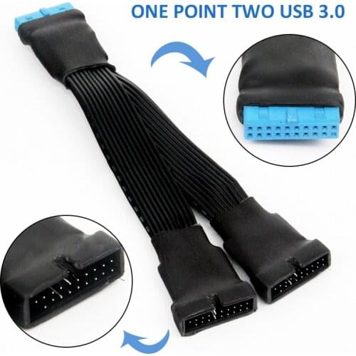Mayitr 1pc 12cm 19-pin to USB 3.0 20-pin 1 to 2 Mainboard Power Extension Cable High Quality Motherboard Cables